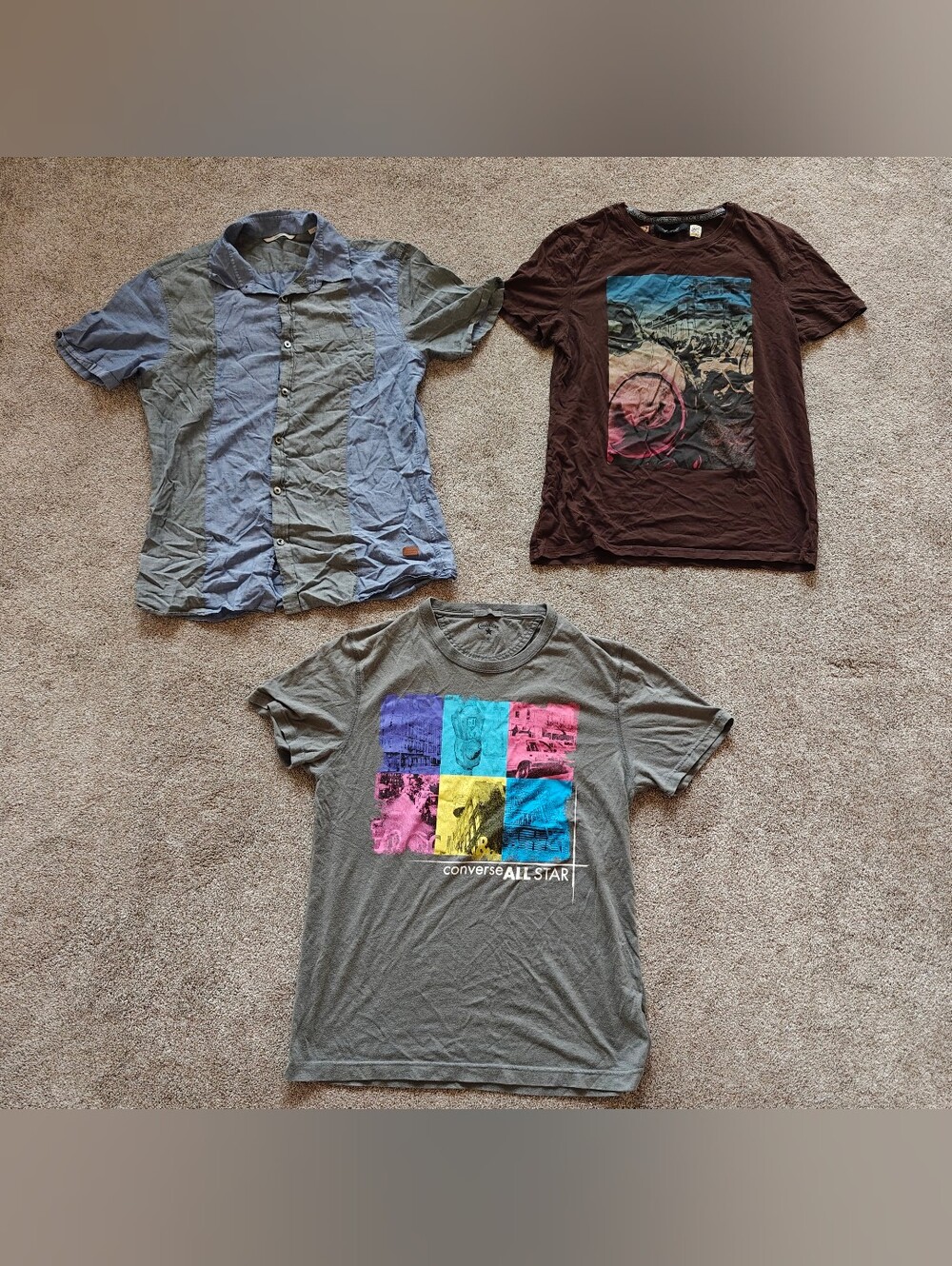 Lot of 3 Men’s Graphic & Casual Tops — Converse & Jack & Jones (Fits Medium)